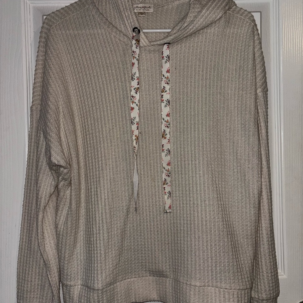 Ultra Flirt Beige Waffle Knit Hoodie